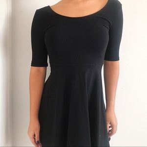 Black 3/4 Sleeve Skater Dress